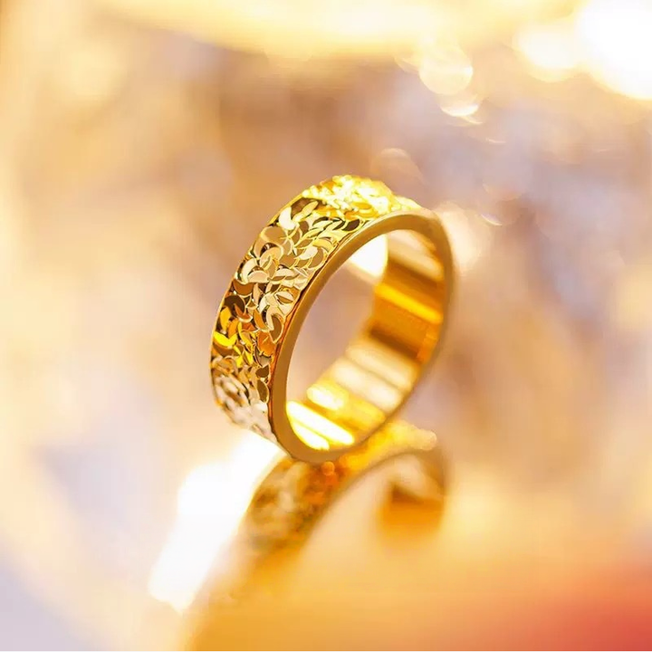 Sparkly Gold Confetti Wide Band Ring (Luxury Statement Ring)