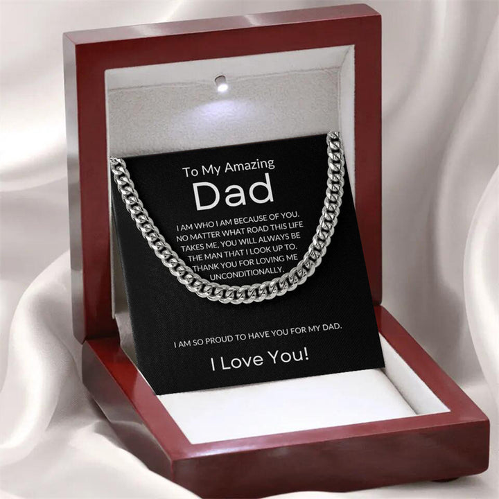 Father's Day Themed Cuban Link Necklace (Sentimental Gift for Dad)