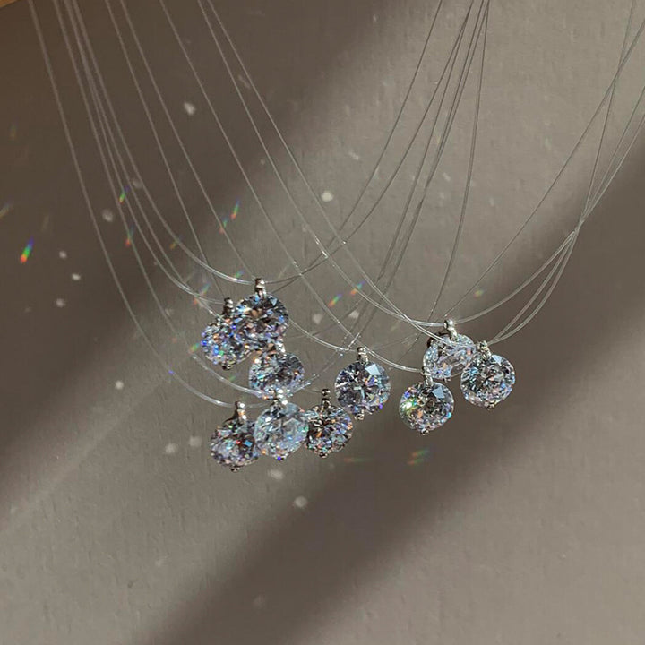 Invisible Fishline Solitaire Necklace (Minimalist Clear Choker)