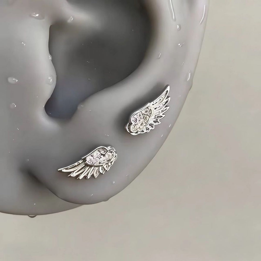 Asymmetric Angel Wings Stud Earrings (Light Luxury Niche Dynamic Earrings)