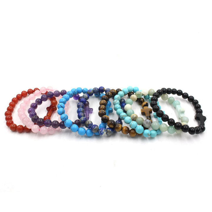 Natural Crystal Cross Energy Bracelet (Faith & Protection Fortune Style)