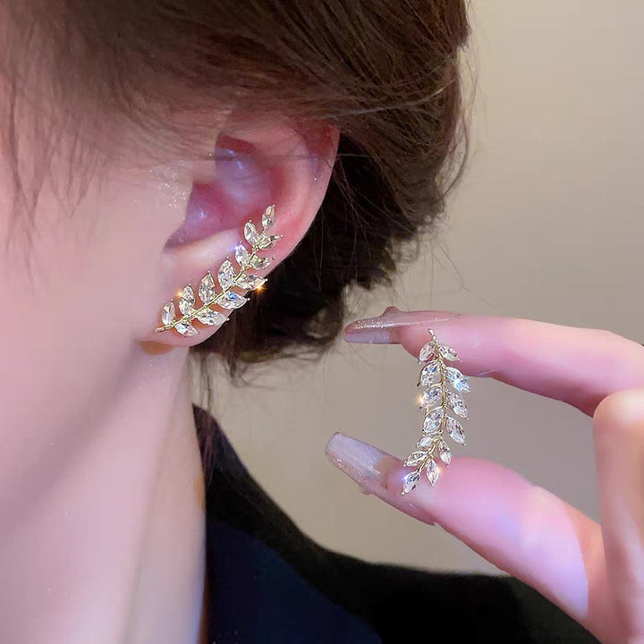 Wheat Ear Pavé Ear Climbers (Light Luxury Niche Design Earrings)