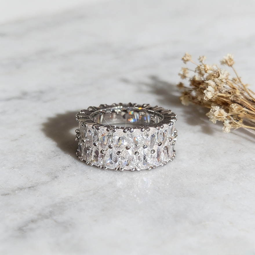 Double-Row Marquise Diamond Eternity Band (Luxury Daily Wear Wide Statement Ring)