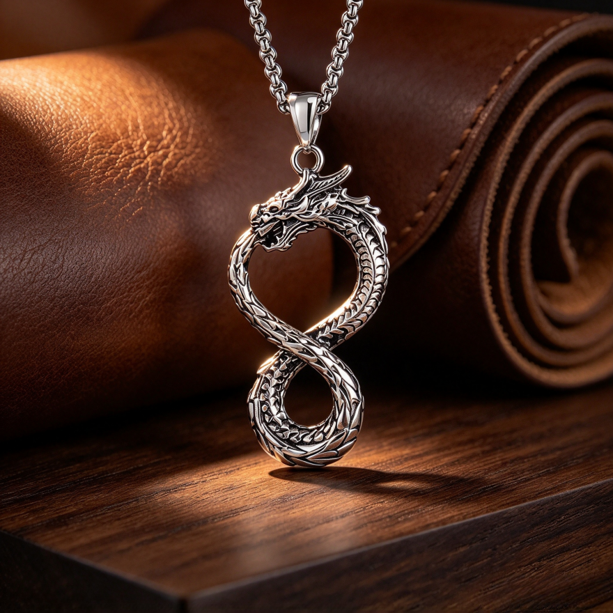 Infinity Dragon Pendant Necklace
