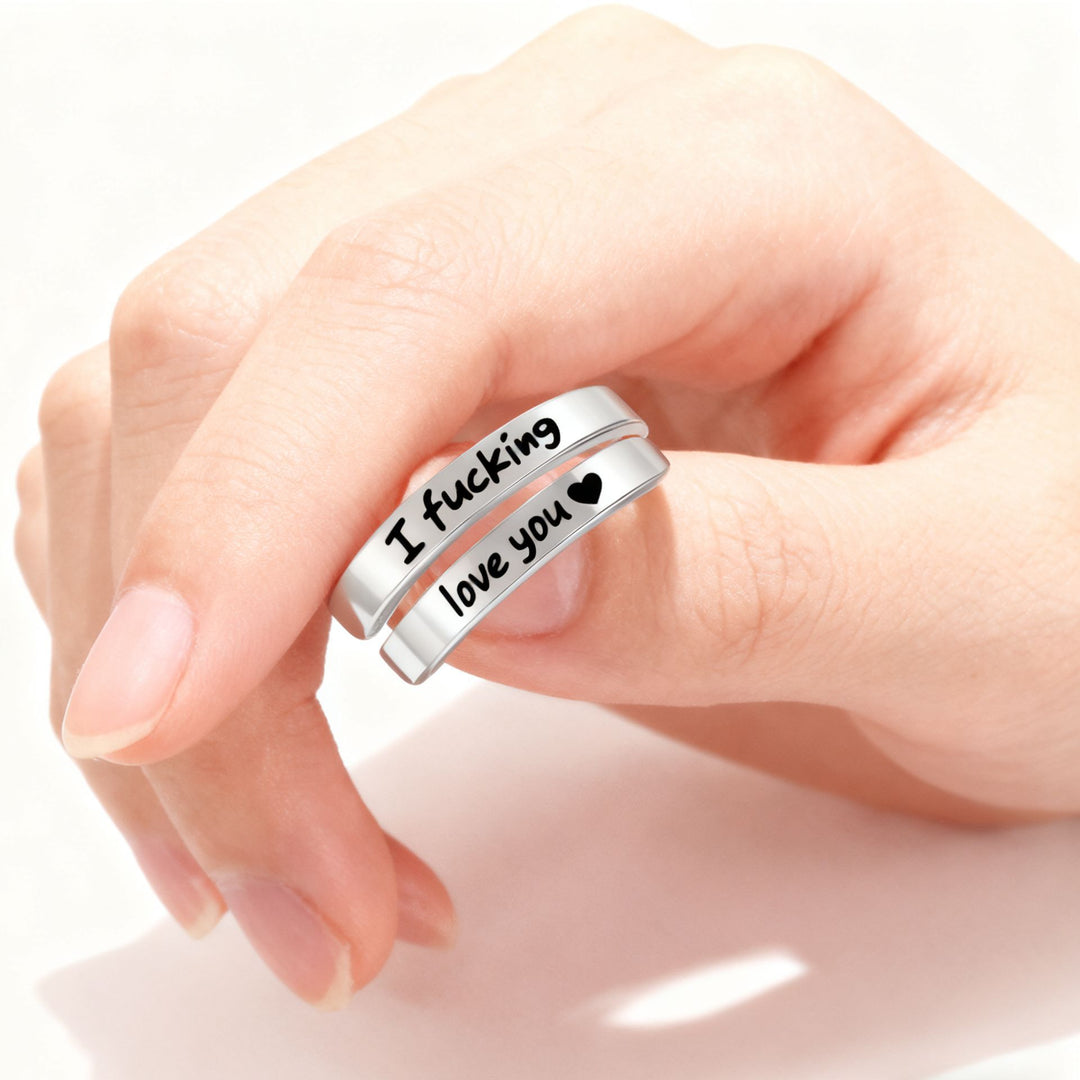Double Layer Wrap Engraved Couple Ring (Personalized Confession Ring)