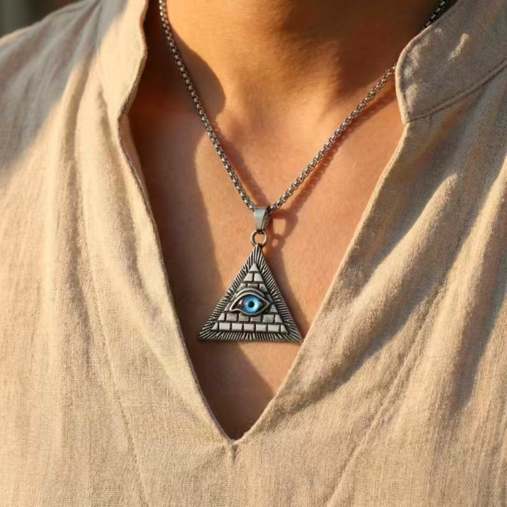 Vintage Silver Evil Eye Necklace, Multiple Pendant Options
