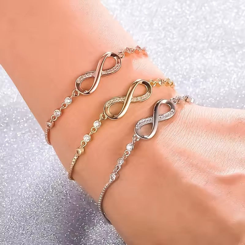 Infinity Knot Diamond Adjustable Bracelet (3 Colors Delicate Luxury Bangle)