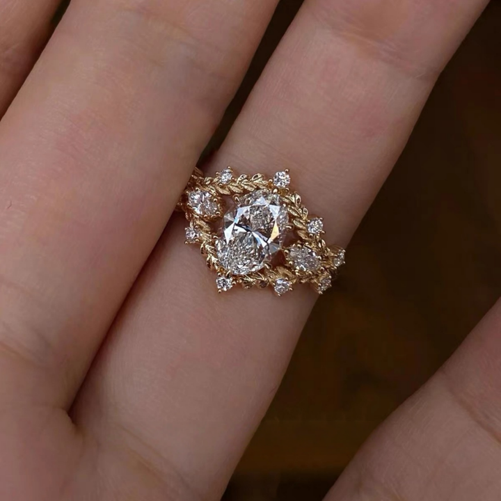 Vintage Vine Oval Center Stone Ring