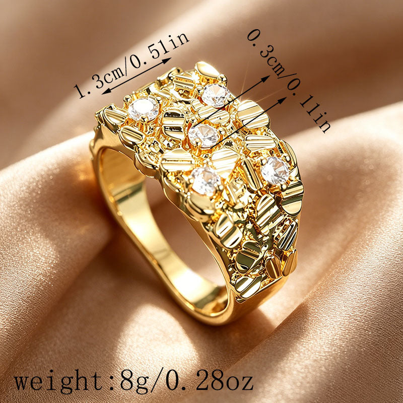 Vintage Textured diamond Wide Band Ring (Luxury Statement Ring)