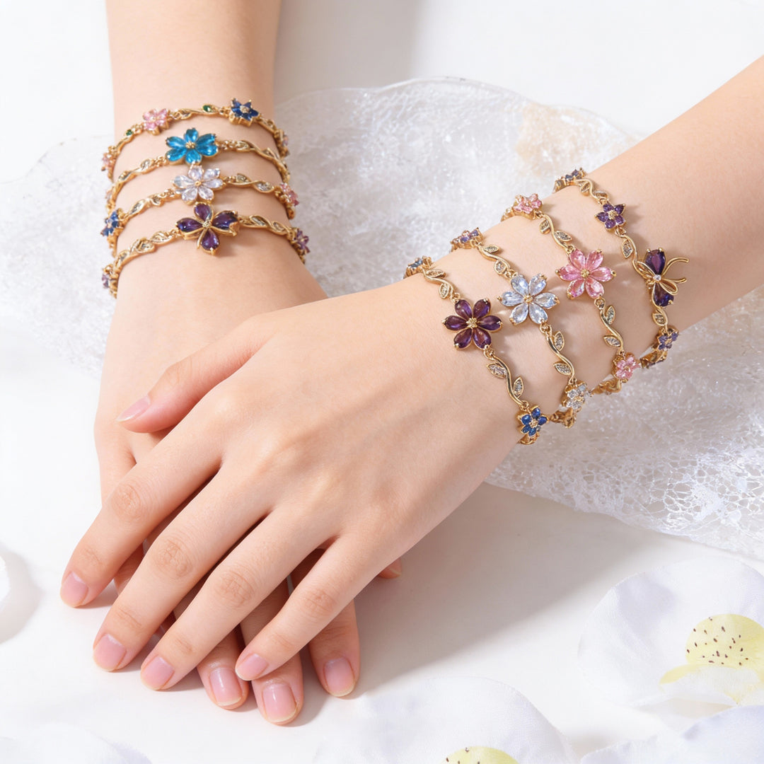 Pink Flower Cluster Vine Bracelet (Sweet Girl Vibe Choker)