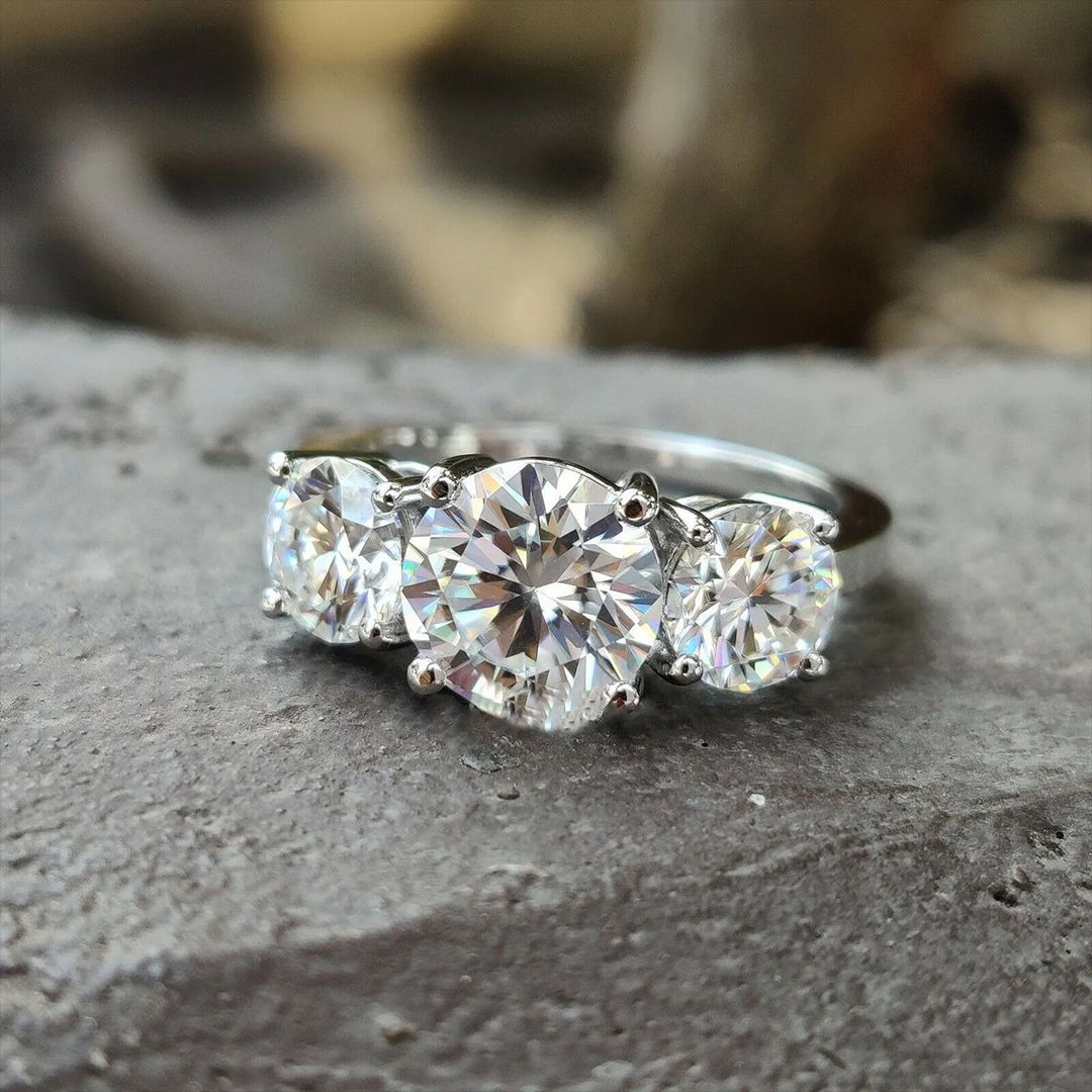 Three-Stone Diamond Statement Ring (Luxury Engagement-Style Gold Band)
