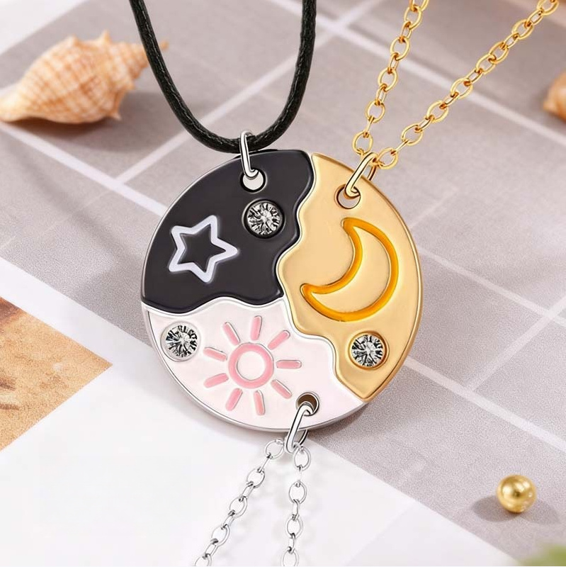 Sun Moon Magnetic Best Friend Necklace Set (Matching Sun & Moon Pendant)