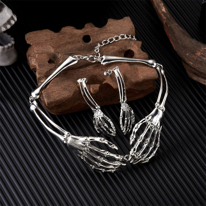 Skeleton Hand Jewelry Set, Necklace & Earrings