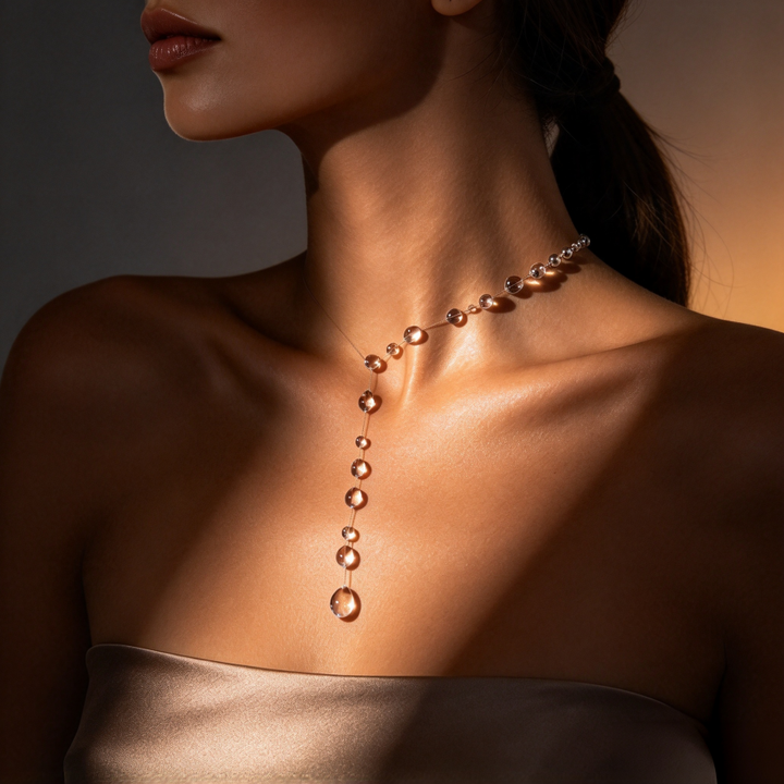 Invisible Fish Line Teardrop Diamond Y-Shaped Necklace
