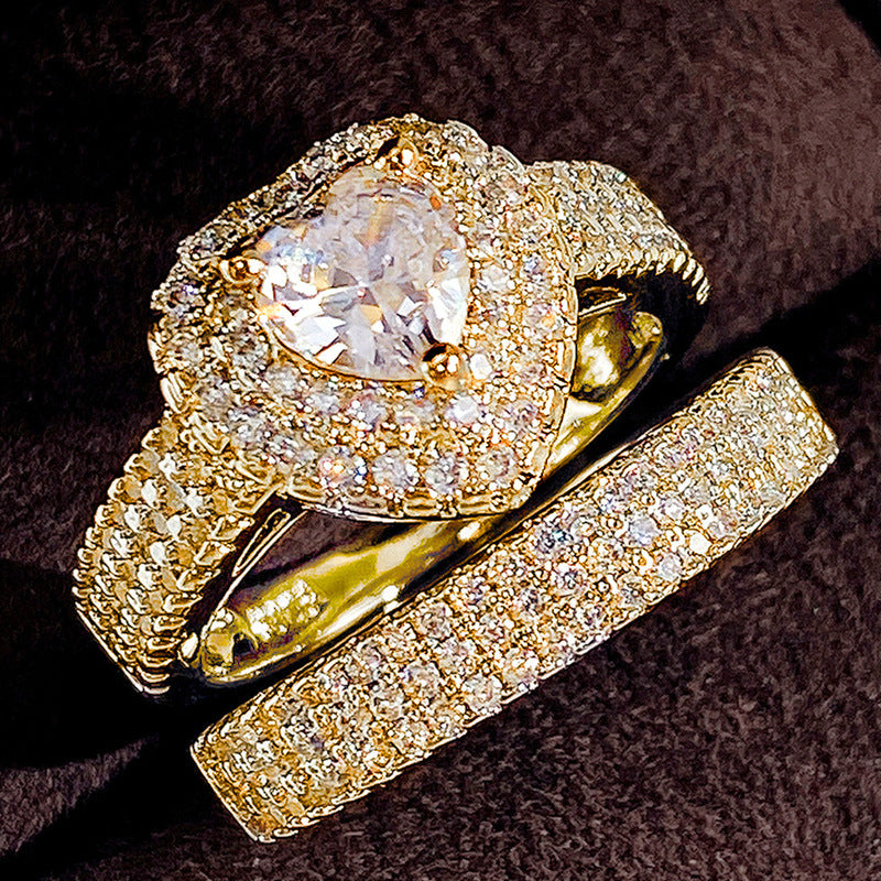 Heart Halo Stackable Ring Set (Light Luxury Niche Romantic Band)