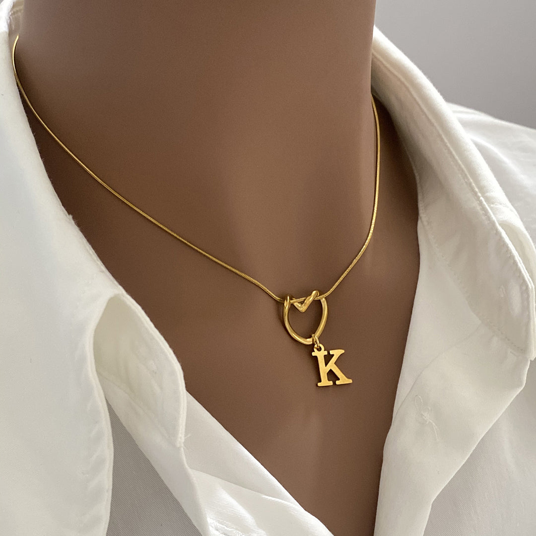 Heart & Initial Choker Set (Light Luxury Niche Personalized Necklace)