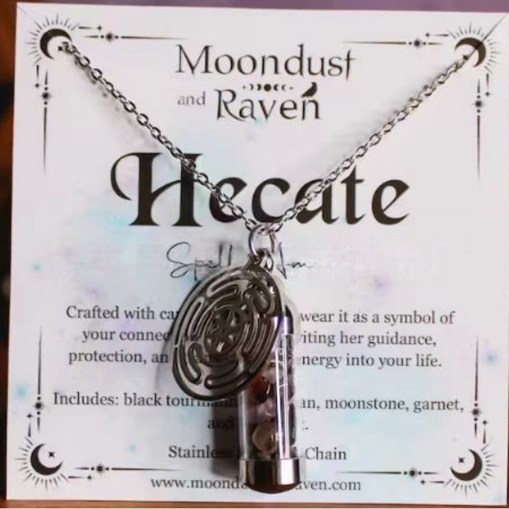 Vintage Wish Bottle Crystal Herb Amulet Necklace, Multi-Themed Stainless Steel Spiritual Clavicle Chain