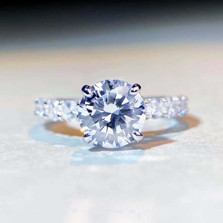 Round Stone Twisted Pave Ring