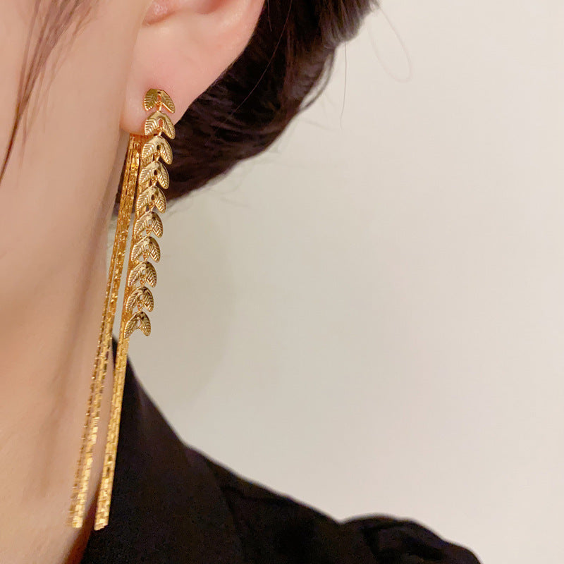 Wheat Tassel Long Drop Earrings (2 Colors Delicate Luxury Dangles)