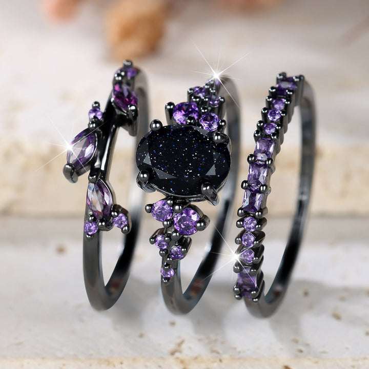 Three‑Piece Stackable Ring Set With Two‑Tone Options