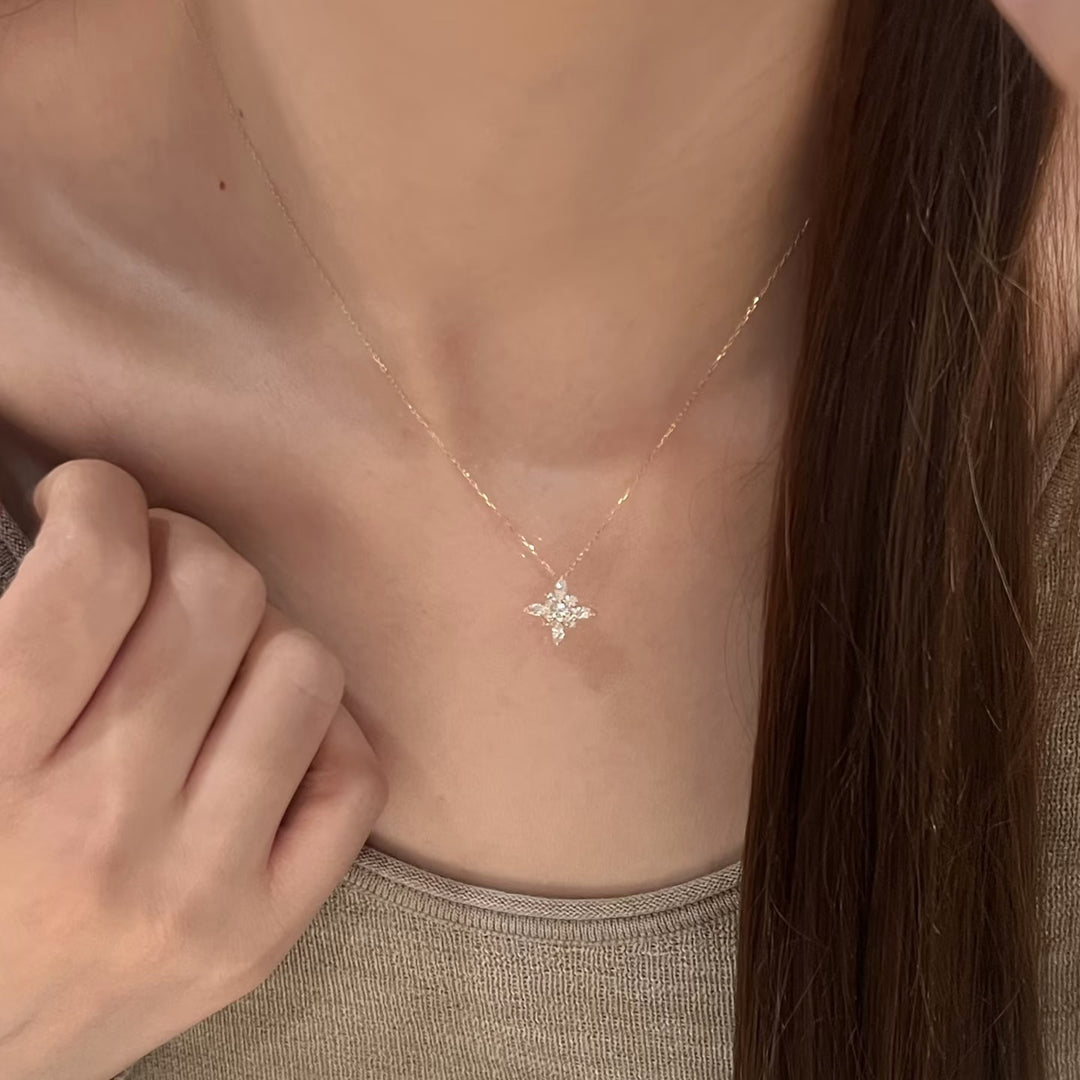 Star‑Shaped Flower Diamond Choker Necklace