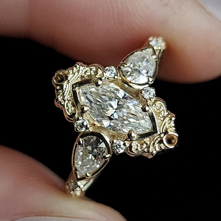 Victorian Style Marquise Cut Vintage Diamond Ring