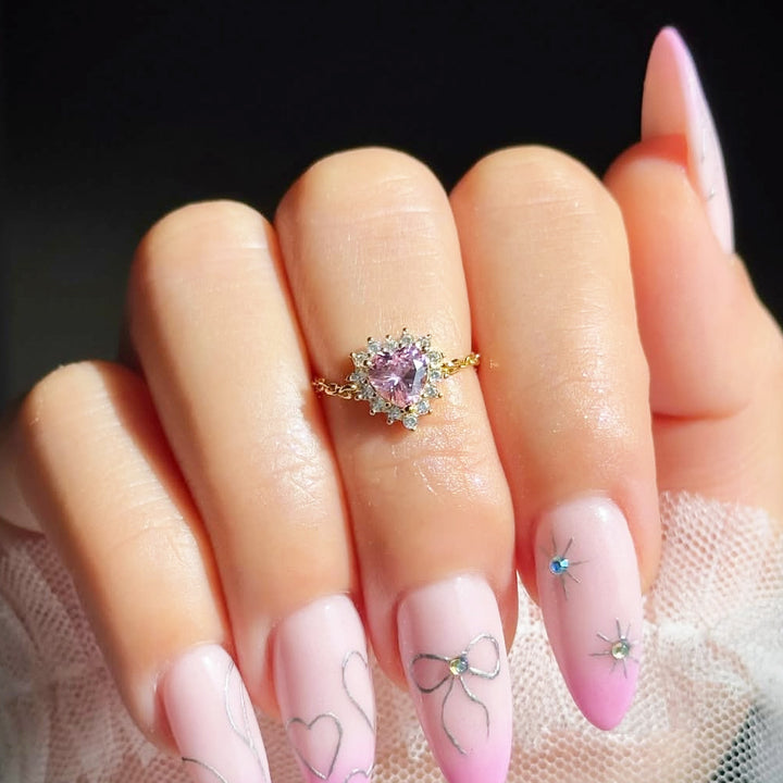 Elegant Ocean Heart Adjustable Chain Ring for Women — Vintage Chic Design