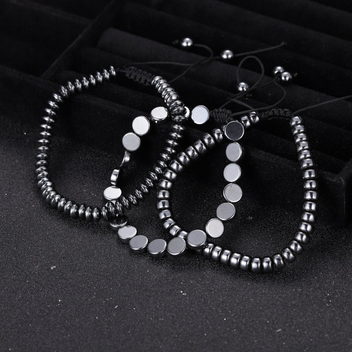 Black Obsidian Geometric Arrow Braided Bracelet with Adjustable Magnetic Beads