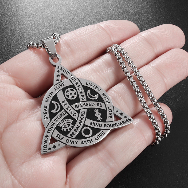 Men's Viking Triangular Pendant Necklace – Nordic Celtic Knot 14K Gold Plated Titanium Steel