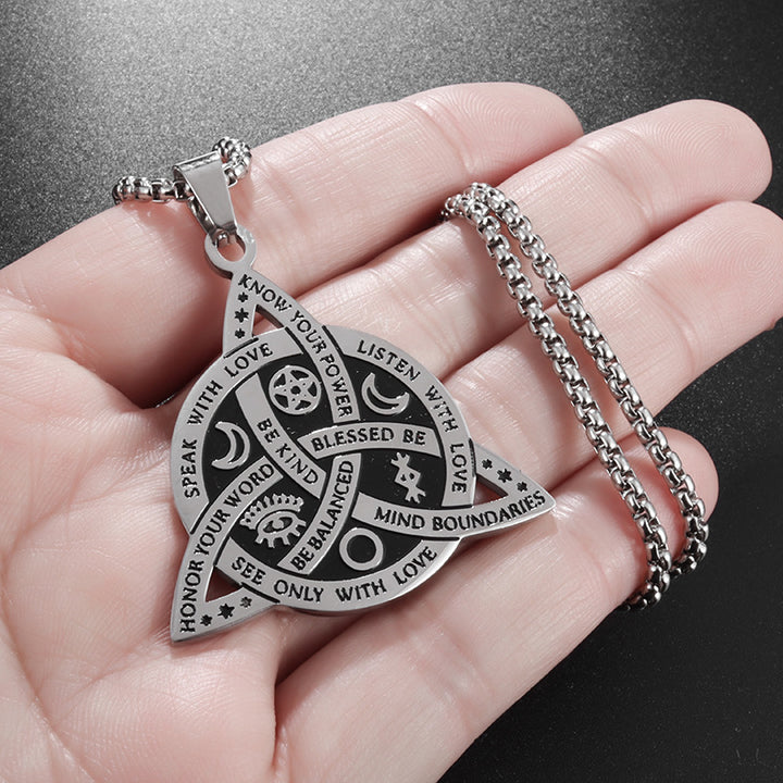 Men's Viking Triangular Pendant Necklace – Nordic Celtic Knot 14K Gold Plated Titanium Steel