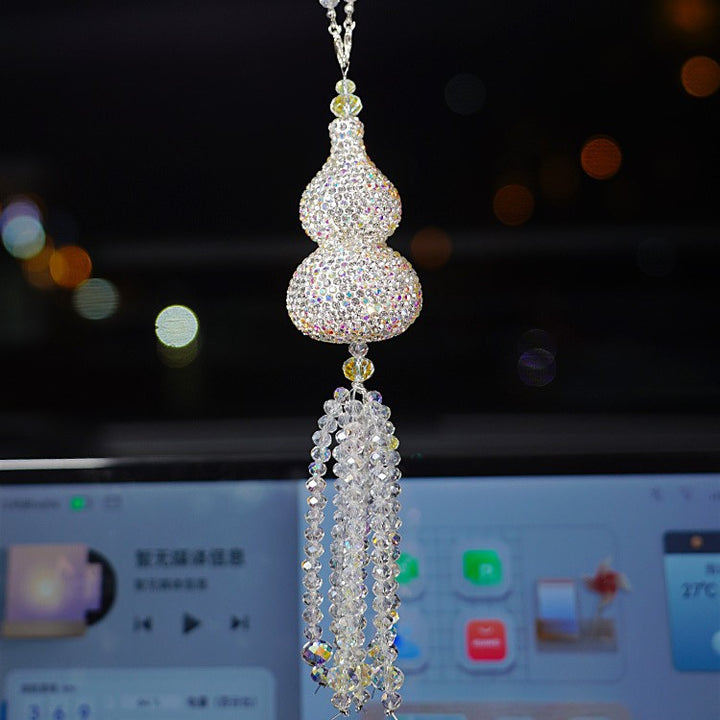 Sparkling Lucky Gourd Car Pendant · Premium Rearview Mirror Hanging Decor
