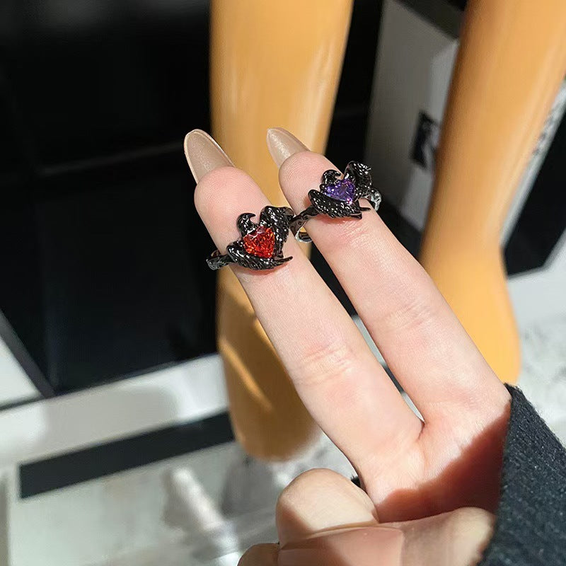 Black Raven and Red Heart Gothic Earrings Set