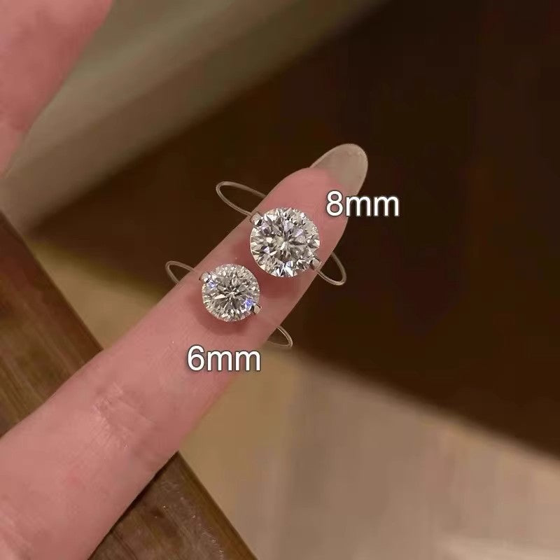 925 Sterling Silver Moissanite Invisible Fishline Mermaid's Tear Ring