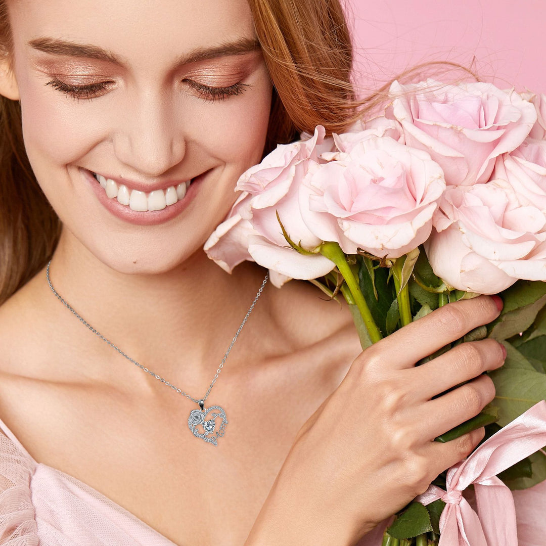 High-End Elegant Heart Rose Pendant Necklace - Women's Choker Love Jewelry