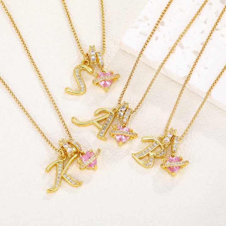 Dopamine 26 English Floral Letter Necklace - Girls' Light Luxury Niche High-End Jewelry