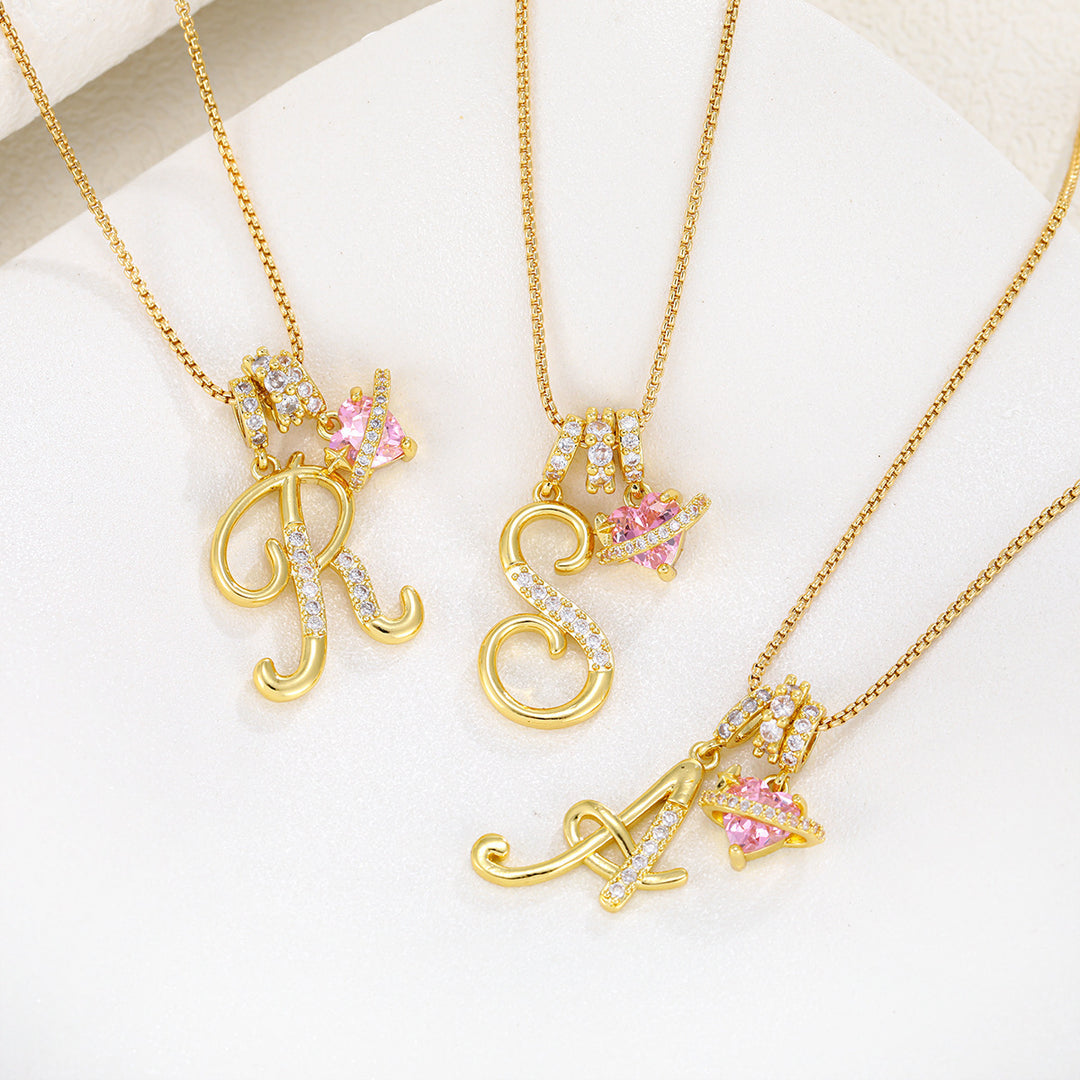Dopamine 26 English Floral Letter Necklace - Girls' Light Luxury Niche High-End Jewelry