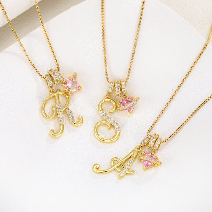 Dopamine 26 English Floral Letter Necklace - Girls' Light Luxury Niche High-End Jewelry