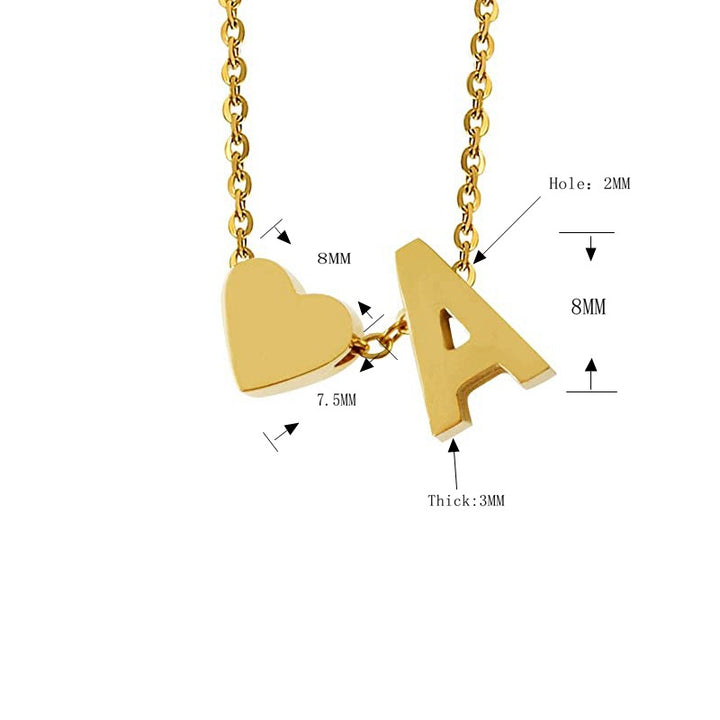 Heart & Initial Letter Choker (26 Letters Optional | Gold/Silver Dual Tone)