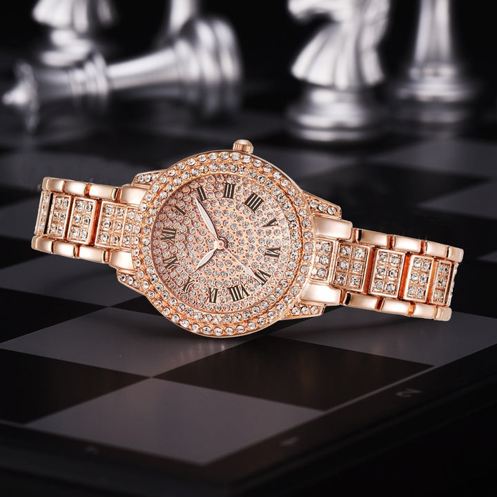 Full-Diamond Roman Dial Starry Sky Women's Watch Set