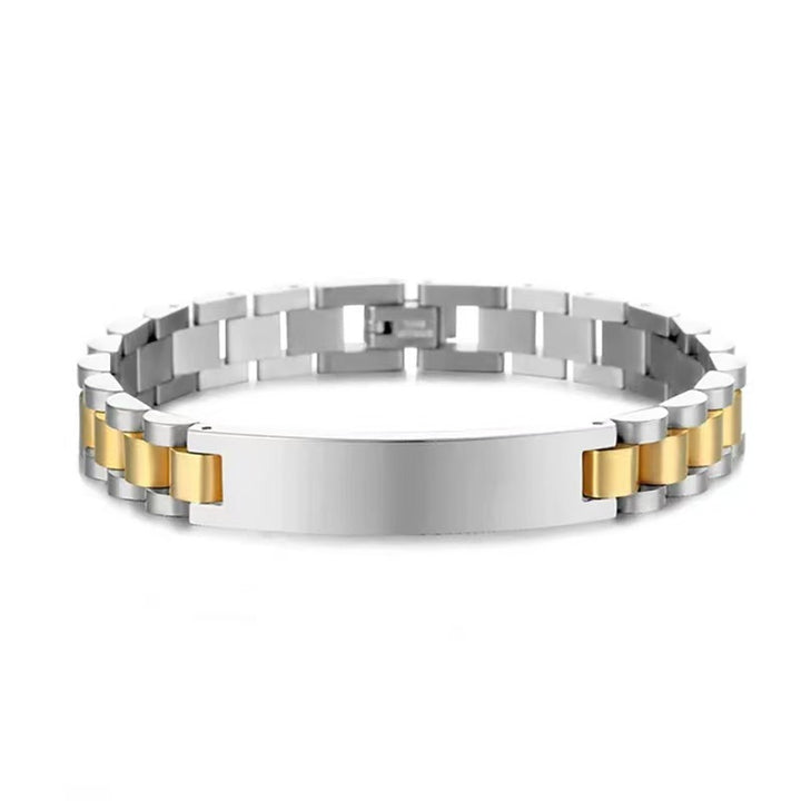Business Fashion Titanium Steel Curved Plate Bracelet (Engravable Couple Style)