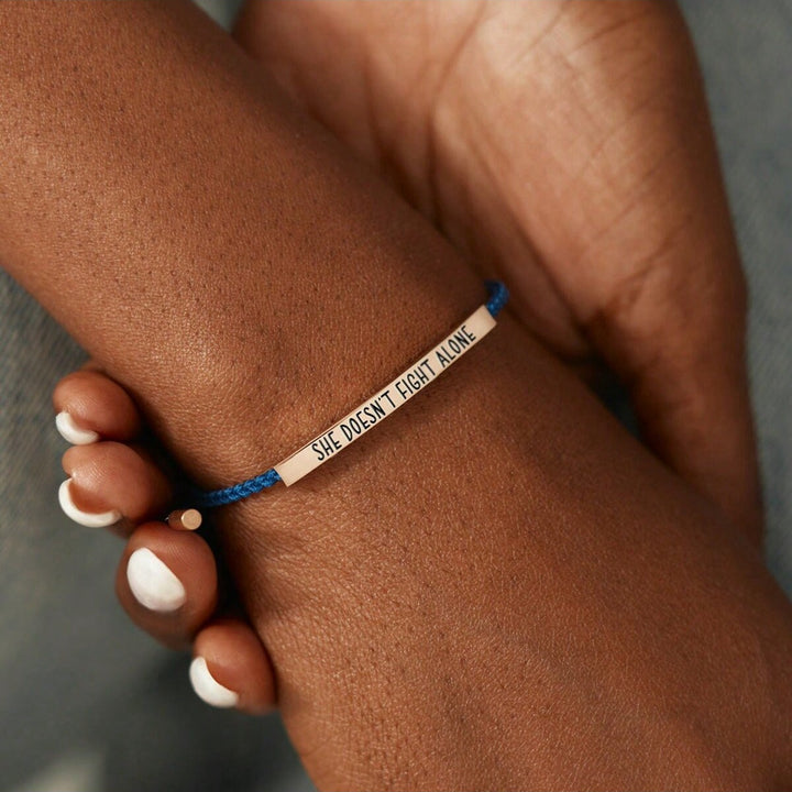 Motivational Quote 18k gold Curved Tube Curved Tube Bracelet (Handmade Braided Adjustable Engravable Cord)