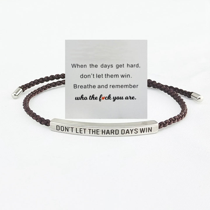 Motivational Quote 18k gold Curved Tube Curved Tube Bracelet (Handmade Braided Adjustable Engravable Cord)