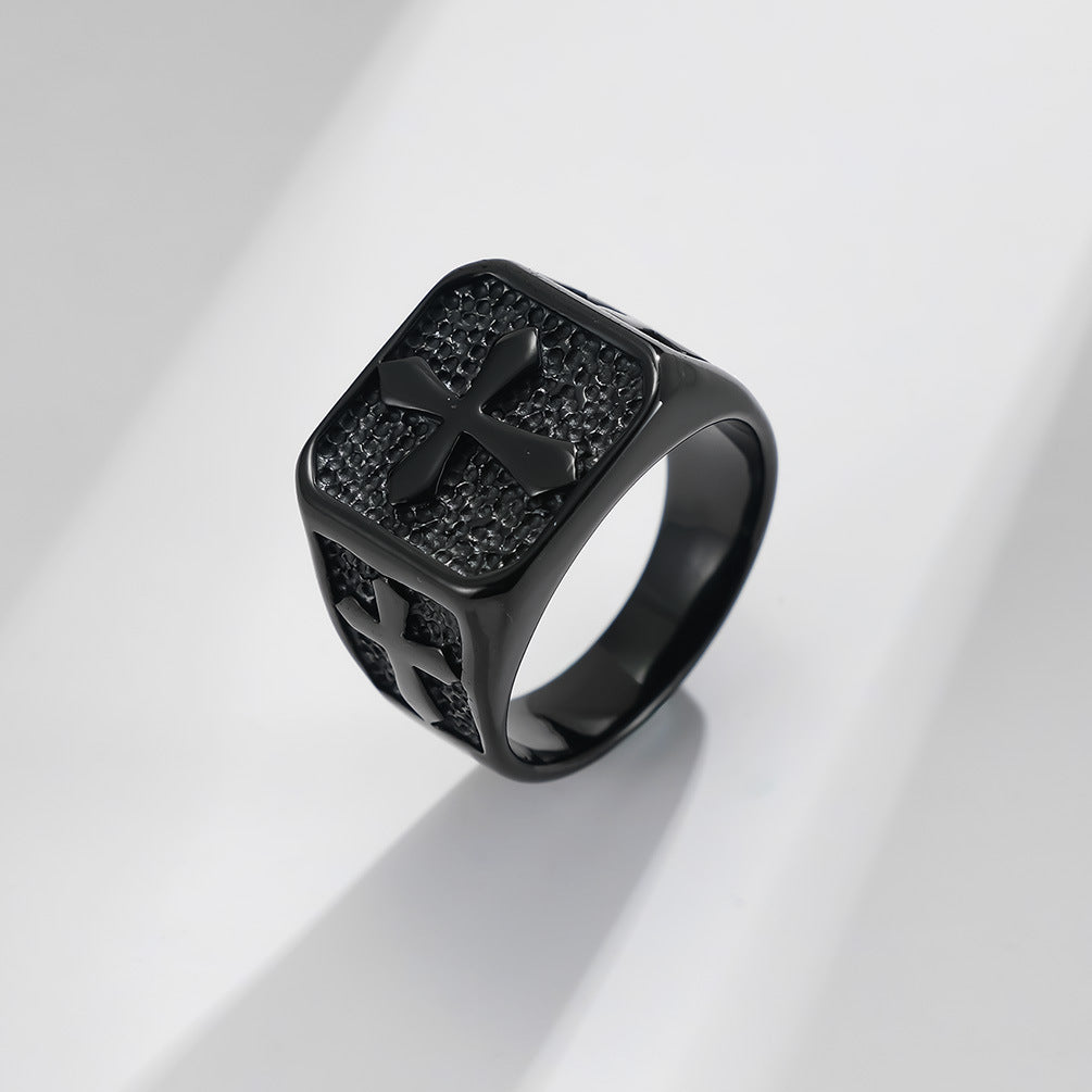 Cross Embossed Multi-Color Men's Ring