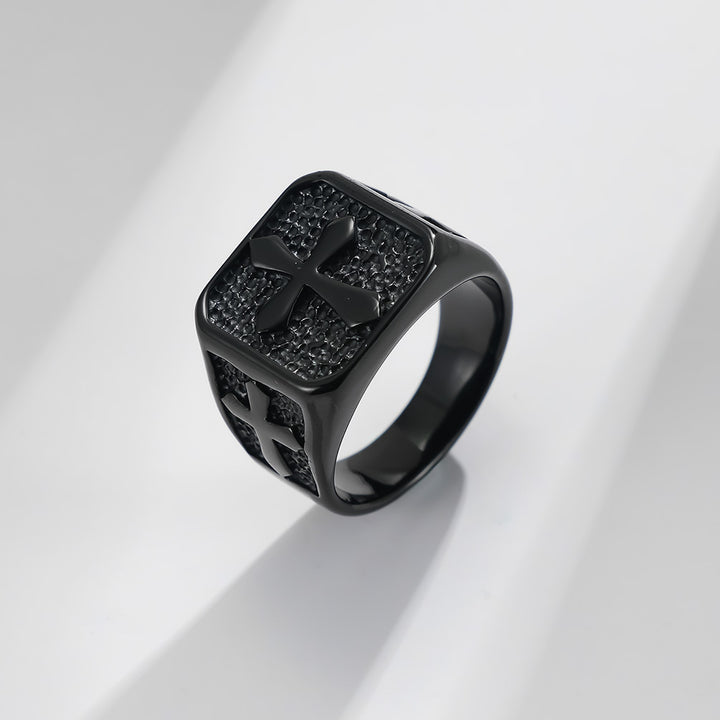 Cross Embossed Multi-Color Men's Ring