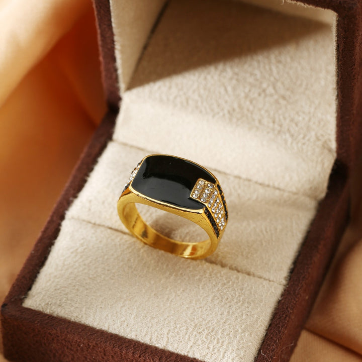 Wide-Face Oil-Dripping Hip-Hop Full-Diamond Men's Ring (Bold Personalized Style)