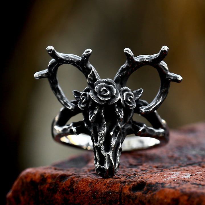 Satanic Ram Skull Gothic Punk Ring