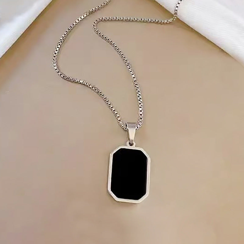 Titanium Steel Geometric Oil-Drop Couple Necklace (Minimalist Personalized Style)