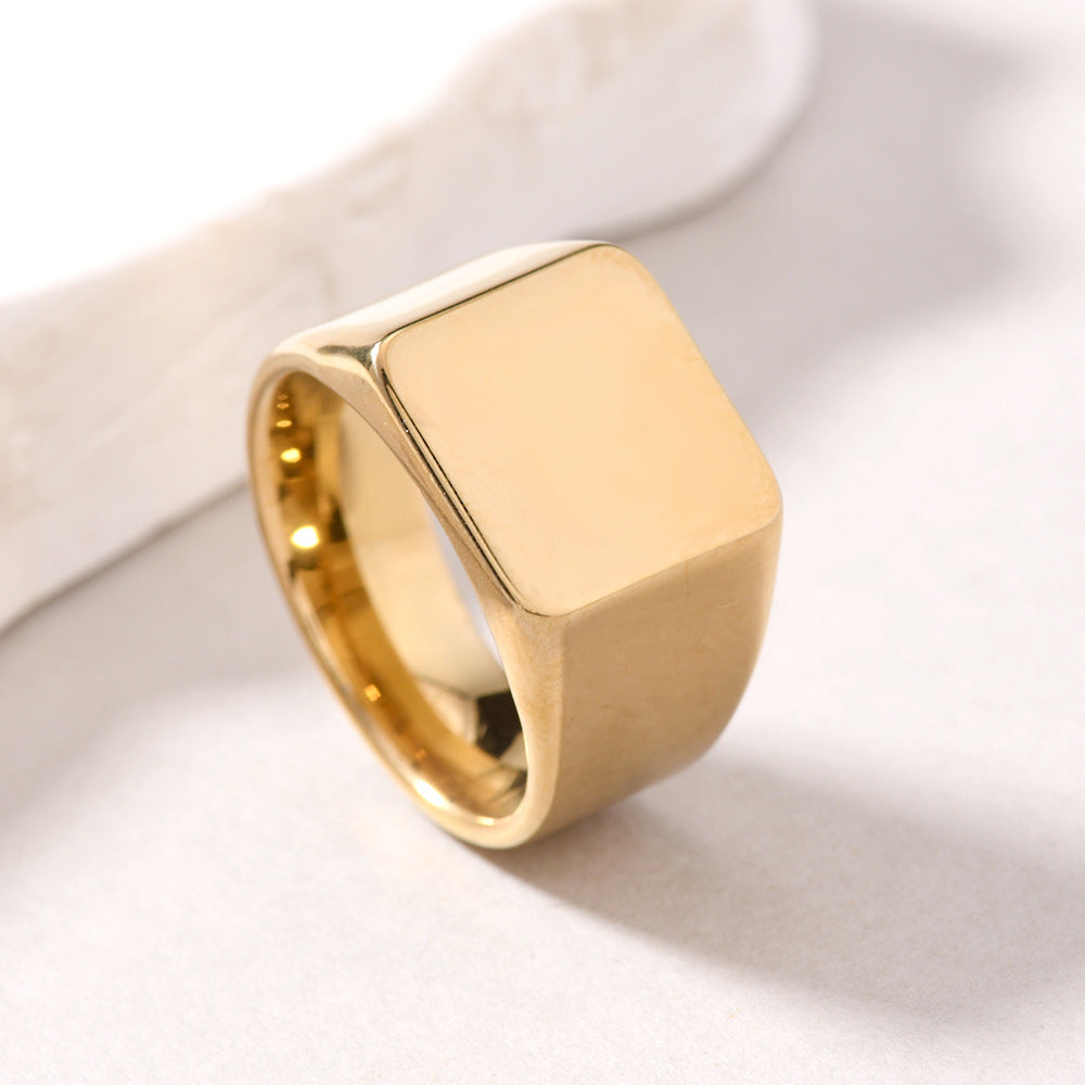 Titanium Steel Polished Square Ring (Minimalist Light Luxury Multi-Color Style)
