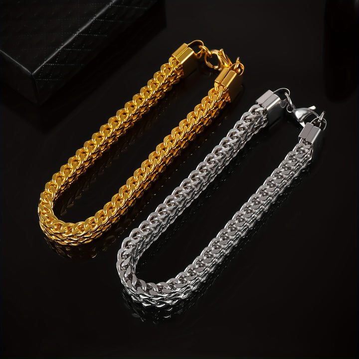 Titanium Steel Braided Cuban Link Bracelet (Light Luxury Multi-Color Style)