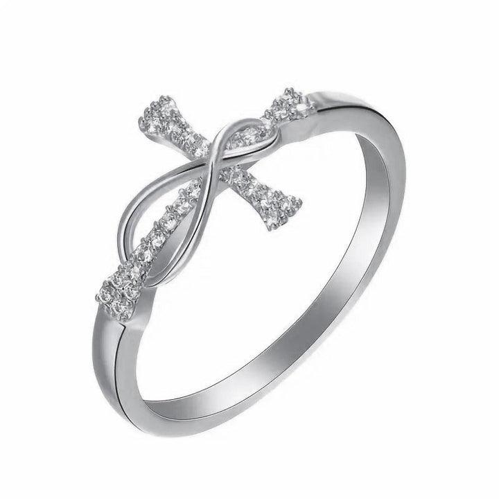 Cross & Infinity Symbol Diamond-Studded Ring (Faith Light Luxury Style)